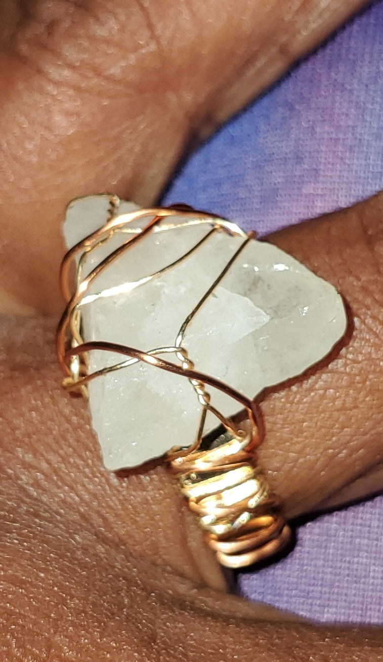 Copper Wrapped Raw Stone Rings