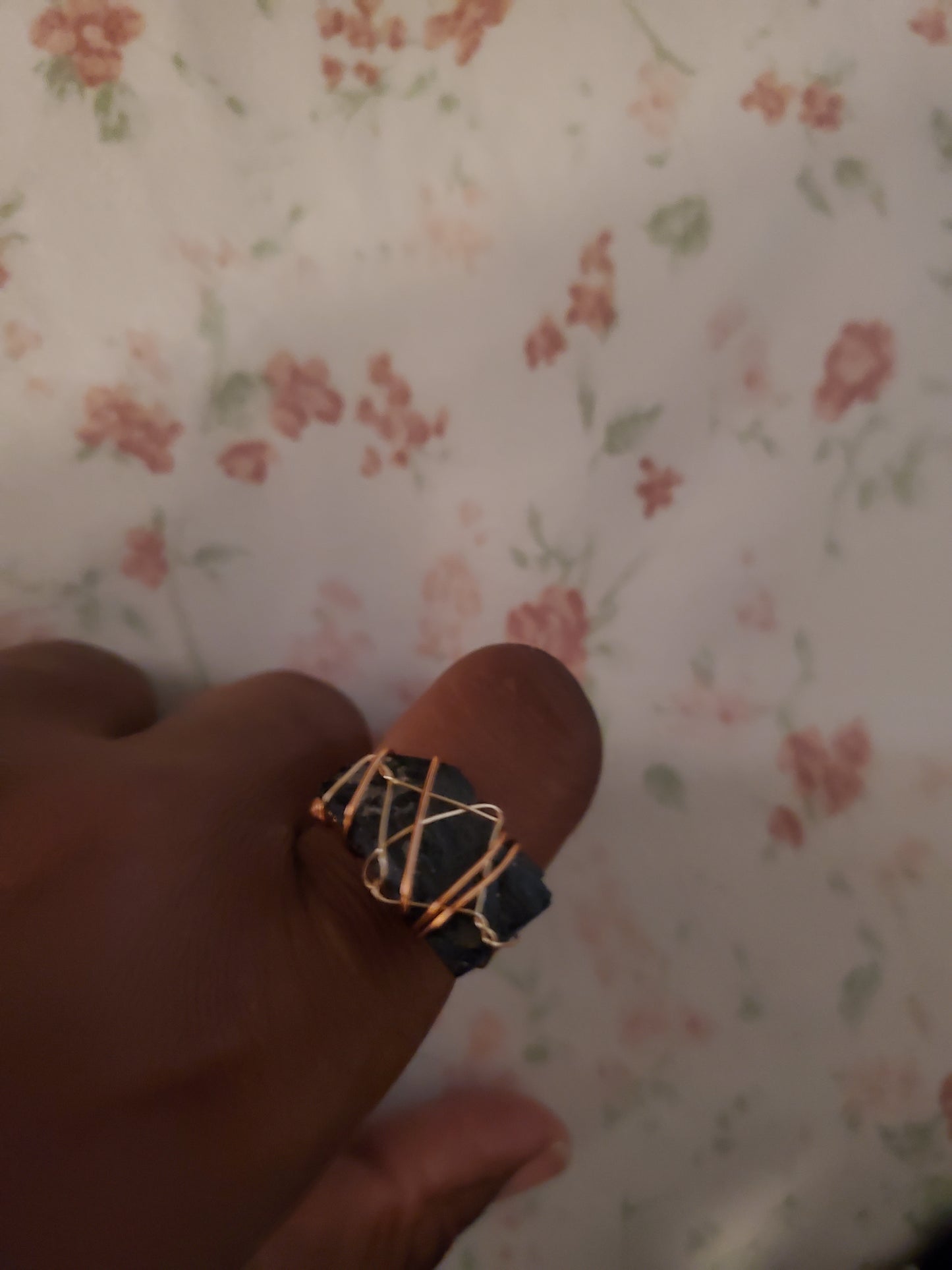 Copper Wrapped Raw Stone Rings
